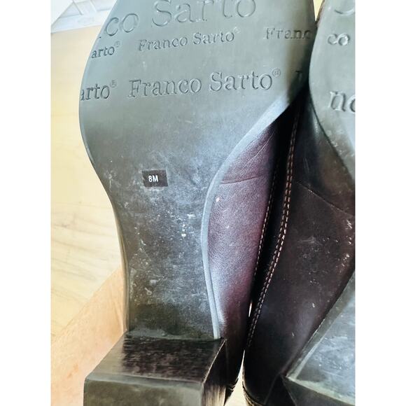 Y2K vegan Leather Heels Square Toe Slip on Classic Minimalist Fall Staple - Picture 10 of 12